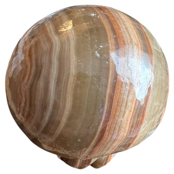 Vtg 1974 Hand-carved Natural Banded Jasper Mushroom Browns and Tans Freestanding - Picture 8 of 15